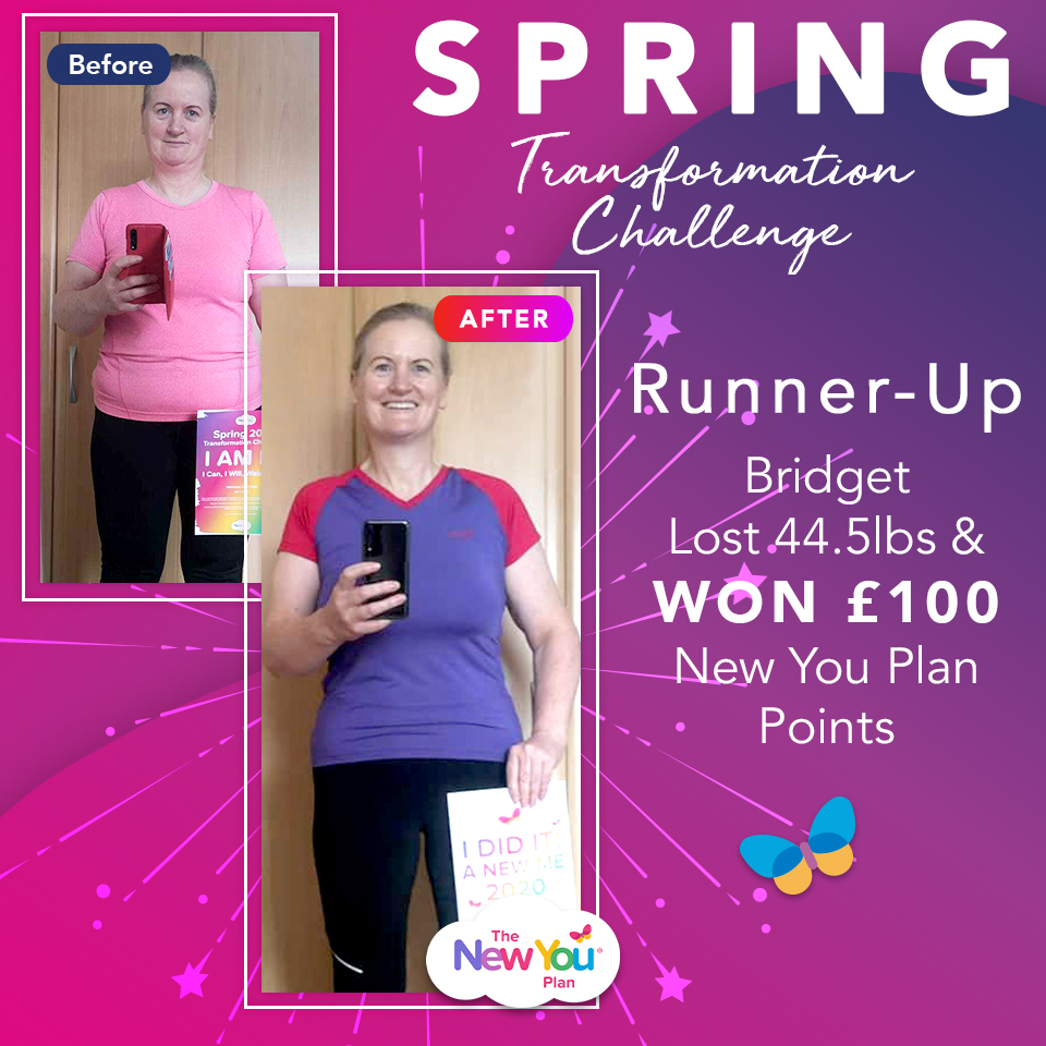 Spring Transformation Challenge Runner-Up Bridget Lost 44.5lbs & WON £100 New You Plan Points