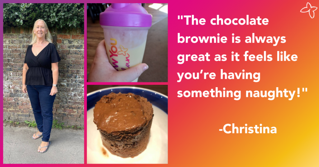 Christina enjoyed New you's chocolate brownie as it felt like she was eating something naughty!