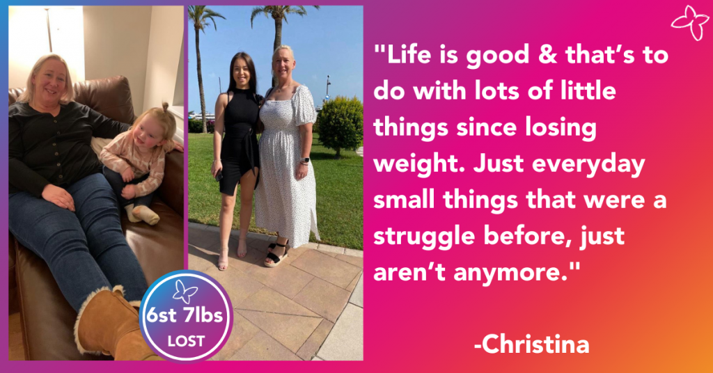 All of life's little things have become easier since Christine has lost 6 ½ stone.