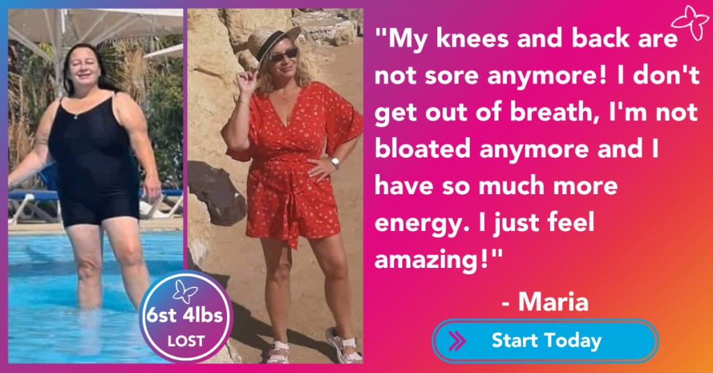 Maria lost 6 stone 4 lbs and now longer has pain in her knees and doesn't get out of breath going for a walk.