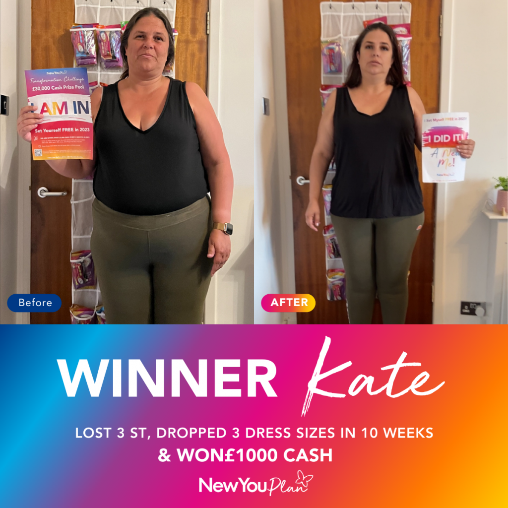 TRANSFORMATION CHALLENGE WINNER: Kate Lost 3 Stone, Dropped 3 Dress Sizes in 10 Weeks & WON £1000 Cash