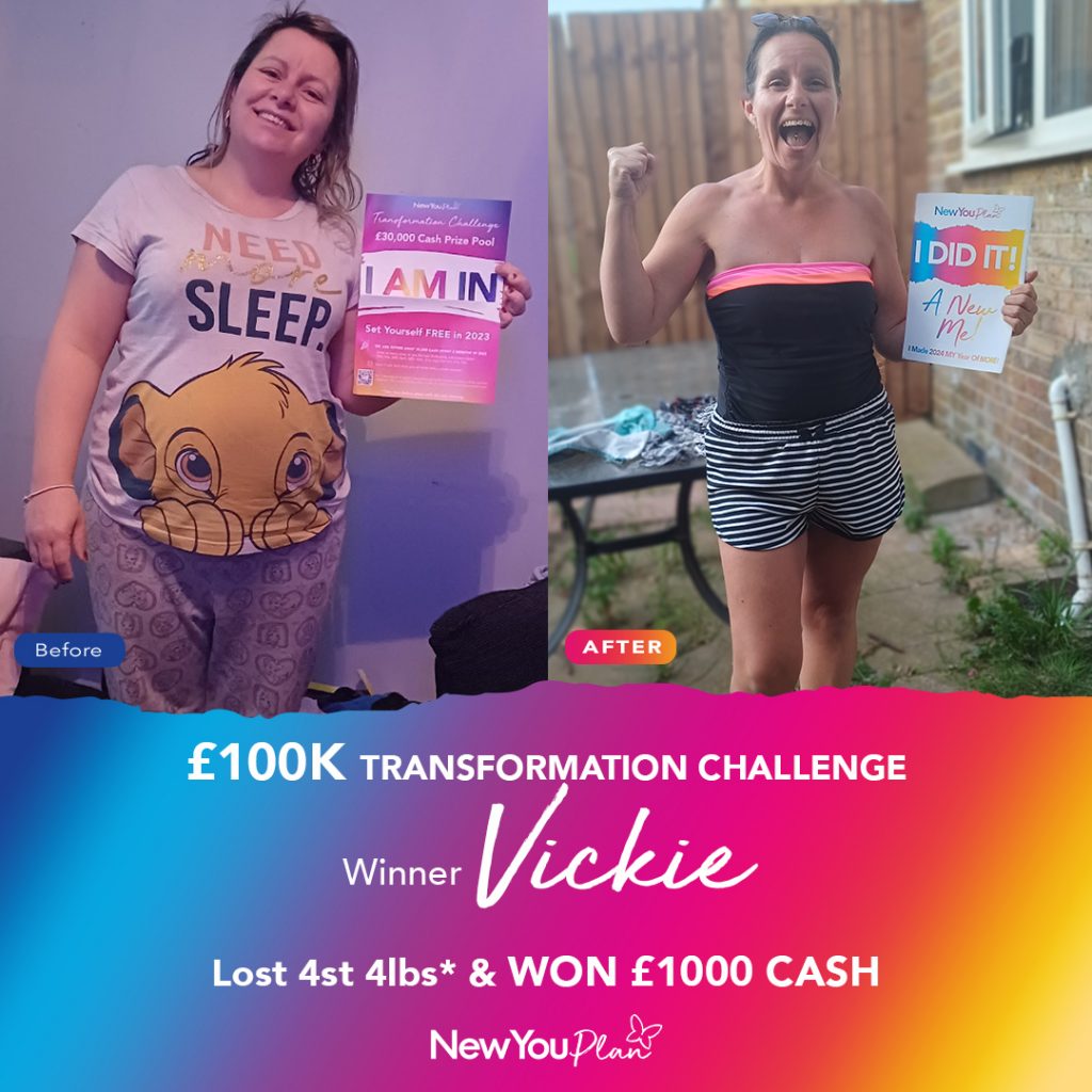 £100K TRANSFORMATION CHALLENGE: Winner Vickie Lost 4st 4lbs* & Won £1000 Cash