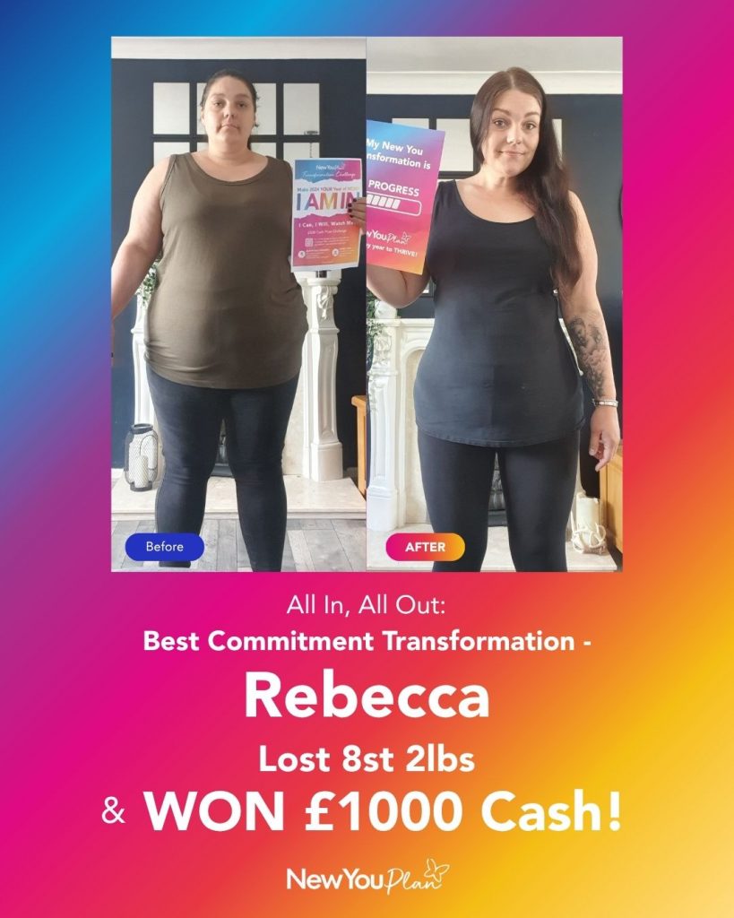 Best Commitment Transformation – Rebecca Lost 8st 2lbs* & Won £1000 Cash Best Commitment Transformation – Rebecca Lost 8st 2lbs* & Won £1000 Cash